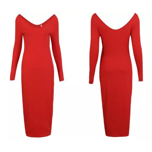 Ladies Bodycon Dress - Red