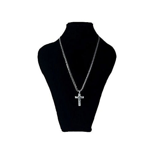 Cuban Link Chain With Cross Pendant- Silver
