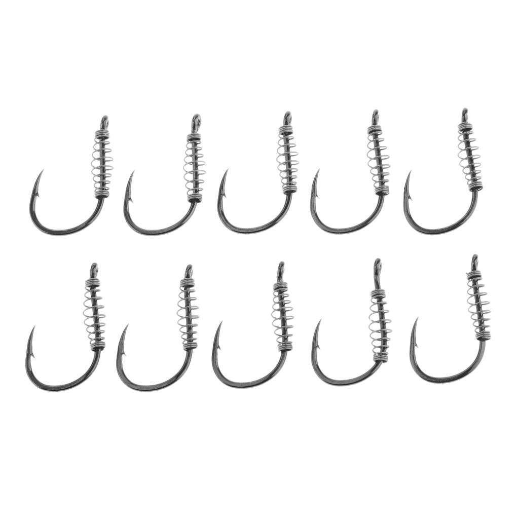 10pcs Heavy Duty Fishing Hooks Spring Barbed Design
