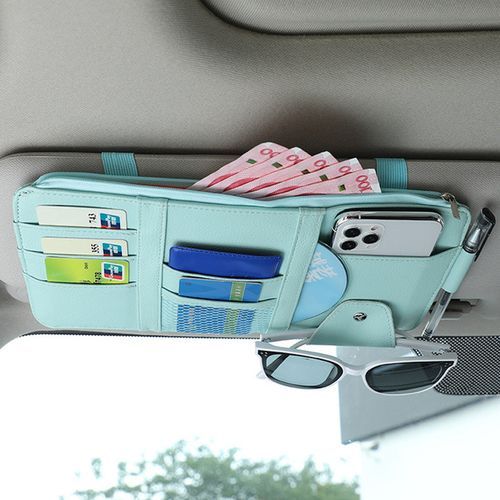 Car Sun Visor Organizer Glasses Holder Storage Case（Blue）