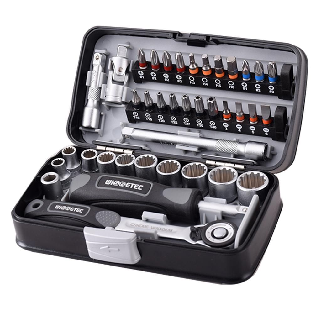 38pcs 1/4-Inch Socket Wrench Set Drive Ratchet Wrench Gray