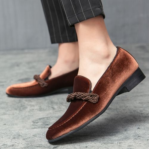 Tassel Mens Formal Shoes Leisure Loafers High-end Suede Leather Party Dress Footwear Brown