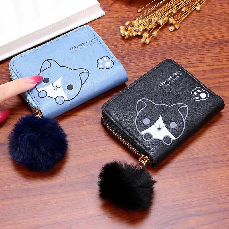 Cute Cartoon Wallets Women PU Leather Small Purse For Ladies Blue