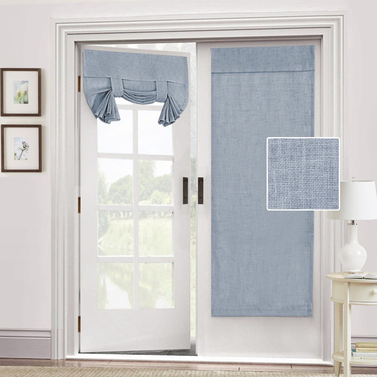 2 Panel Tie Up Curtains for Windows Linen Textured Tieback Indoor Sun Blocking Privacy Curtains Thermal Blackout Curtain for Window Kitchen Patio Doors Valance 26 x 68 Inch
