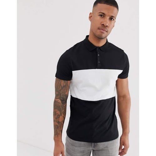 Patched Polo Shirt - Black & White
