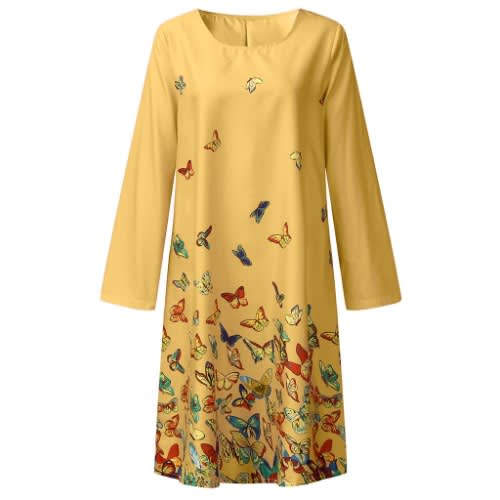 Butterfly Shift Dress- Yellow