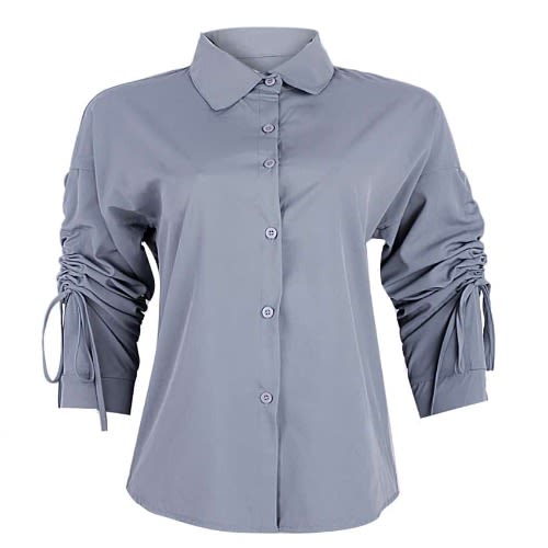 Ruched Sleeve Blouse- Blue