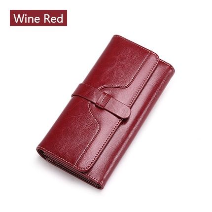 SENDEFN Women Wallet Button Wallet Women Large Capacity Vintage Ladies Wallets For IPhone 7S Trend 5160-67-Wine Red