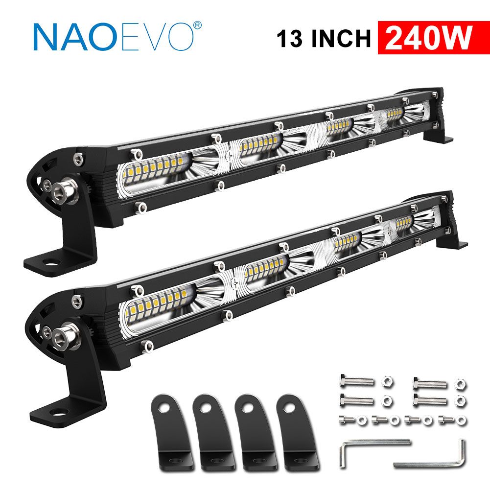 Ultra Slim Barra Led Flood Single Row Led Bar 4x4 Fog For Car Truck ATV Jeep Off Road Light Bar 13INCH--2pcs