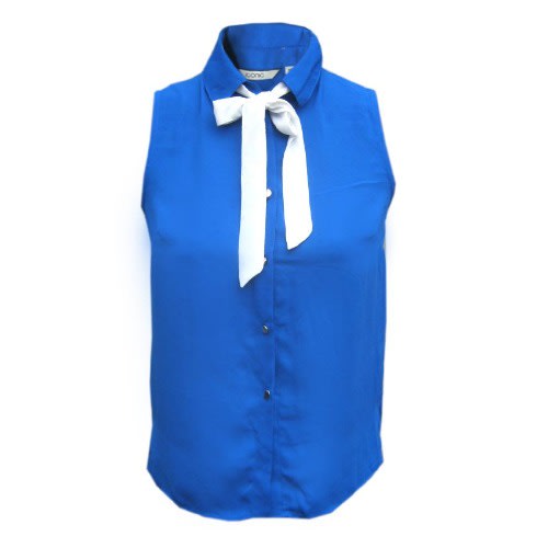 Girls Sleeveless Blue Chiffon Top