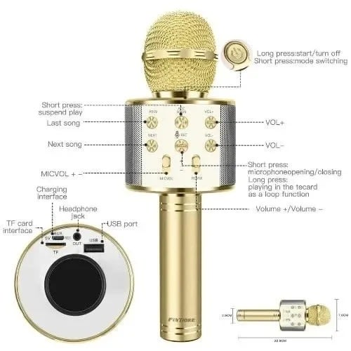 Karaoke Bluetooth Microphone - Gold