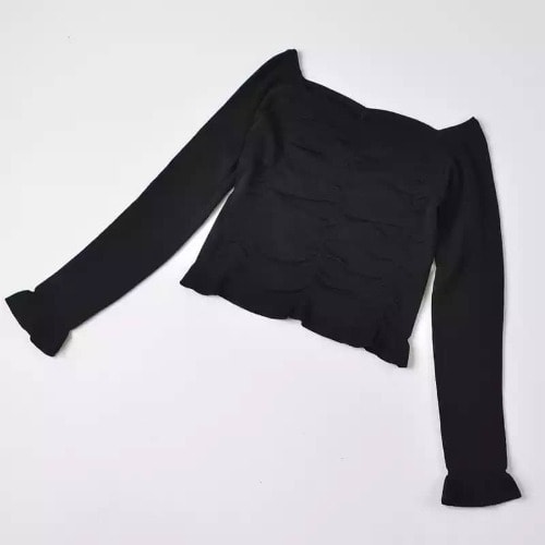 Long Sleeve Knitwear Top- Black