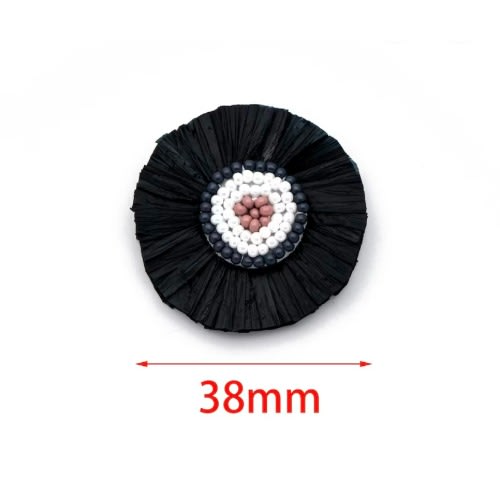 Full Bloom Raffia Straw Statement Earrings - Black