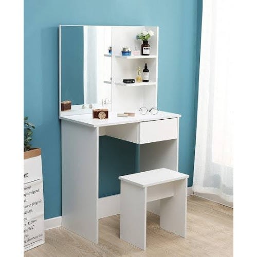 Dresser With Mirror And Storage Racks