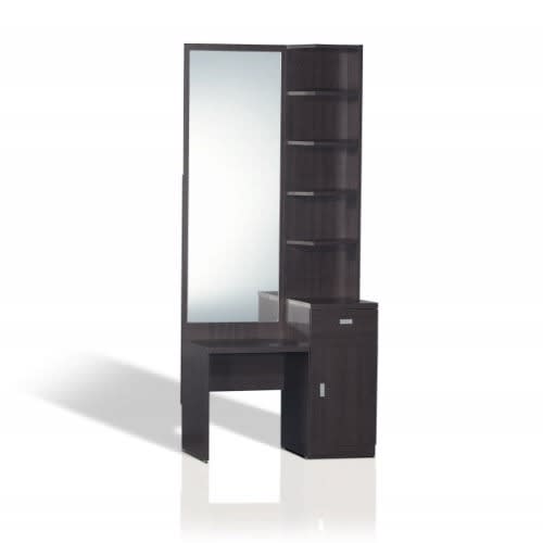 J Best Venture Wooden Mirror Dresser With Single Drawer And Door Storage Brown