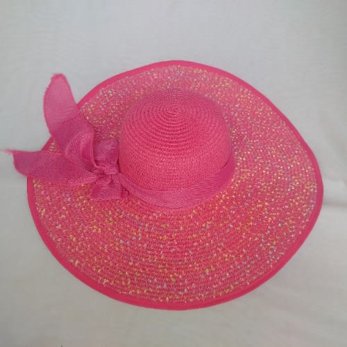 Wide Brim Stone Hat For Women - Hot Pink