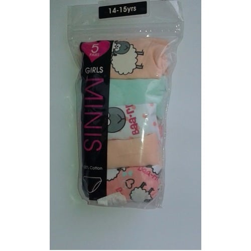 5 Pairs Girls Mini Brief - Multicolour