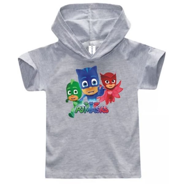 Danami Pj Masks Children Hooded T-shirt- Light Grey