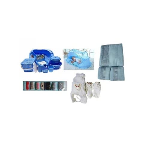Baby Bath Set And Bed Net + Bath Towel + Baby Socks And Cap
