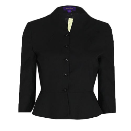 Unique Ladies 5 Button Jacket With A Flared Design - Black - Lj-4650