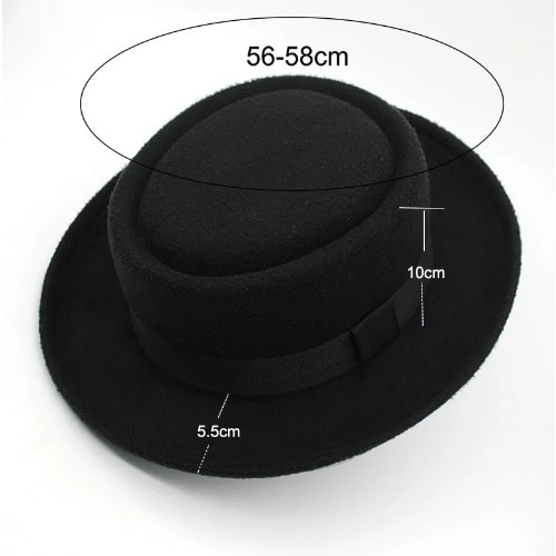 Flat Fedora Hat - Black