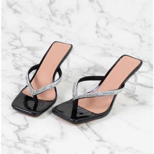 Women Ladies Heel Slippers - Black