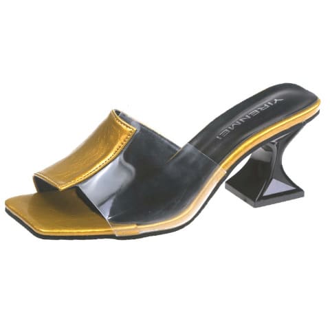 Patent Transparent Leather Heel Slippers