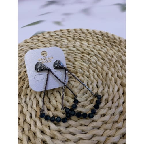 Oval Shaped Earrings - Black