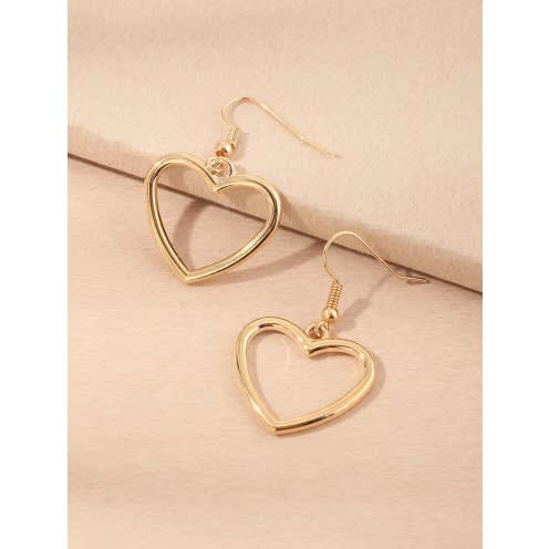 Ladies Hallow Love Heart Drop Earrings
