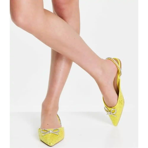 Slingback Bow Point Flats – Yellow