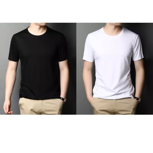 2pcs Plain T-shirts: Black & White