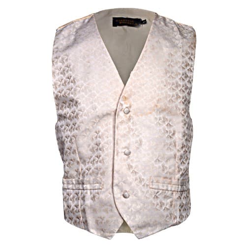 Three Button Patterned  Waistcoat- Gold - MWC-1454