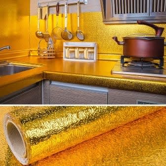 Self Adhesive Gold Wallpaper Contact Paper - 60cm X 3m