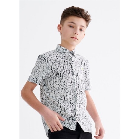 Brick Patterned Shirt - White & Black