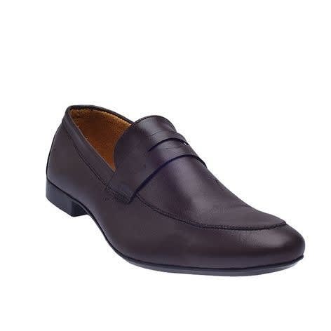 Formal Slip On Shoes With Belt Detail - Brown