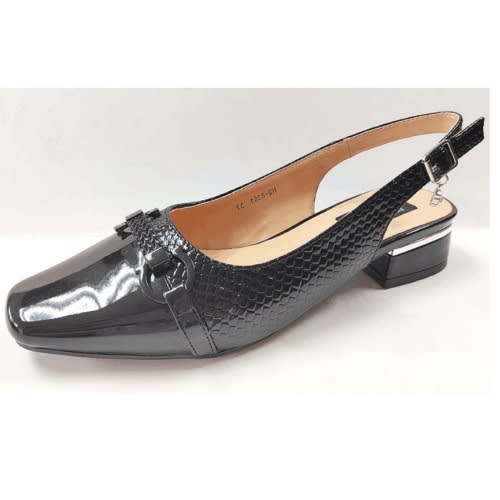 Croc Leather Sling Back Sandal