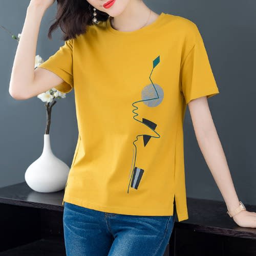 Ladies Print Top- Yellow