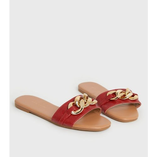 Faux Croc Chain Sliders