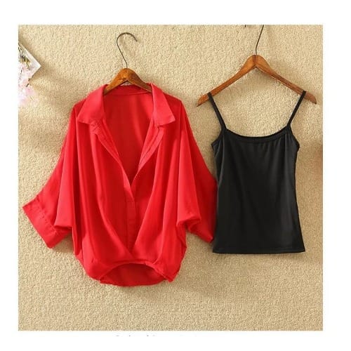 Two Piece Chiffon Shirt - Red