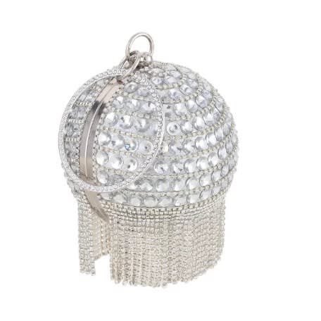 Round Stone Studded Purse - Silver