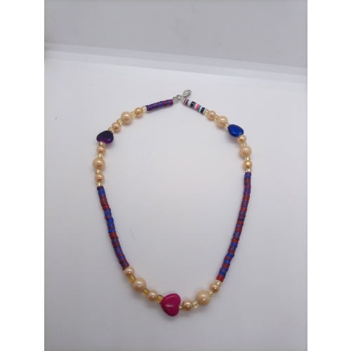 Acrylic Stone Heart Bead Glossy Choker Necklace