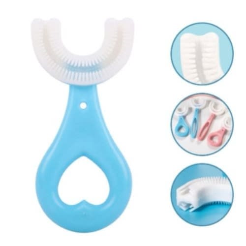 Children U Shaped Silicon Toothbrush- Blue