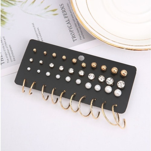 20 In 1 Studs And Hoops Earring- Gold