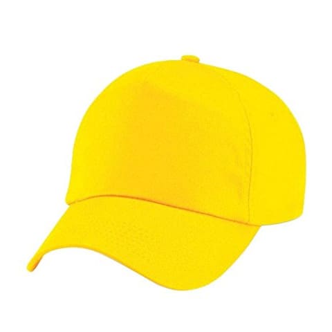 Men Plain Panel Baseball Face Cap -Yellow