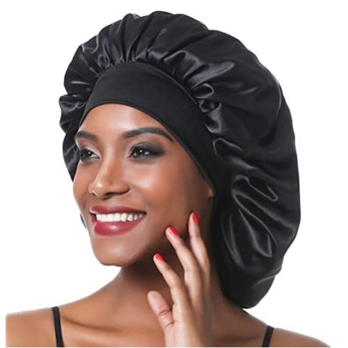 Women Hair Bonnet With Band - Black