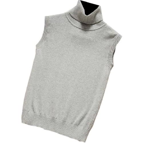 Sleeveless Turtleneck Top Grey