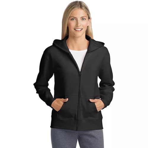 Women Black Plain Hoodie Jacket Sweater