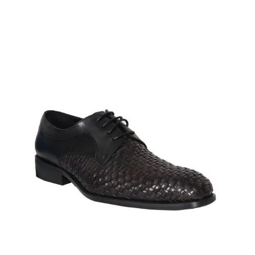 Men’s Smartly Matted Patterned Lace Up Shoe - Black - Msh-4727