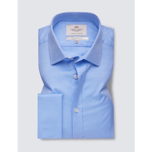 Twill Slim Fit Shirt - Double Cuffs - Blue