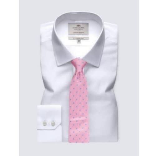 Men White  Formal Dress Shirt With Pink Matching Tie